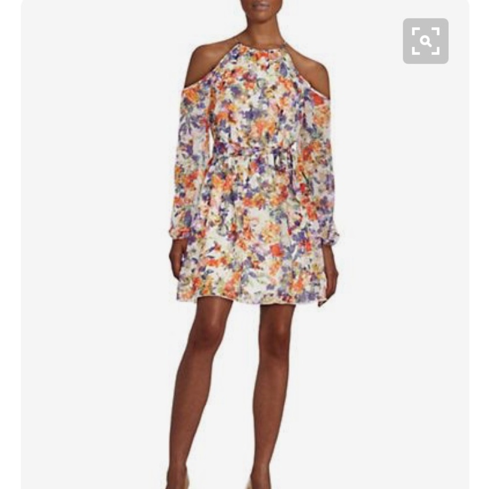 Floral cold-shoulder dress
